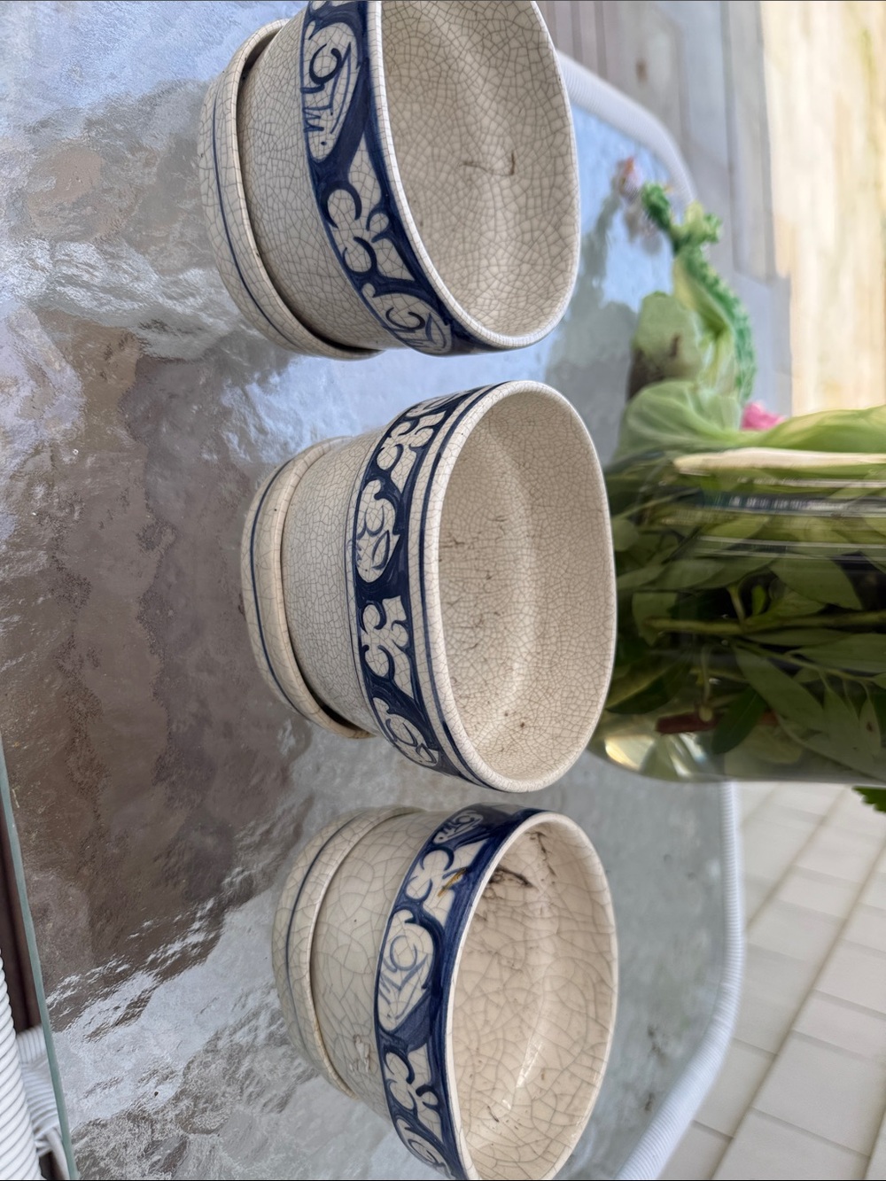 Blue and Cream Decorative Ceramic Bowls - Home Accents